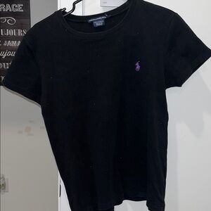 Ralph Lauren Black Short Sleeve Tee with Purple Logo